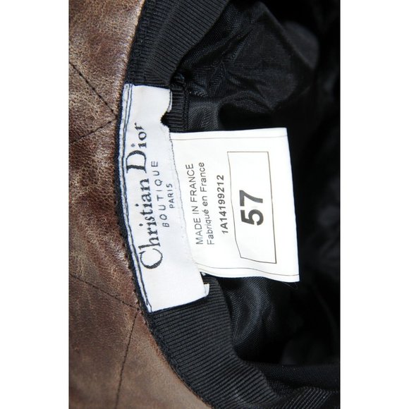 Christian Dior Womens Vintage Logo Bucket Hat 57 Brown Distressed Goat Leather main image 7